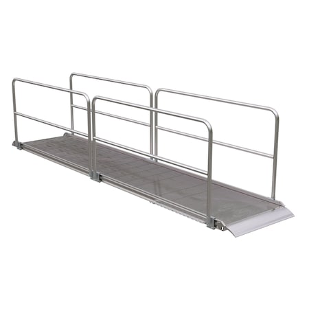 Vestil Alum. Walk Ramp w/Rail Overlap, 192 x 38" AWR-38-16A-HR